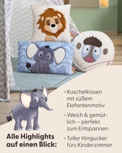 Perna de plus NICI Elefant 62752 43x25 cm gri material reciclabil ideala pentru copii si adulti - Img 5