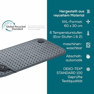 Perna electrica Beurer HK 123 Green Planet 6 trepte temperatura 60x30 cm material reciclat gri - Img 10