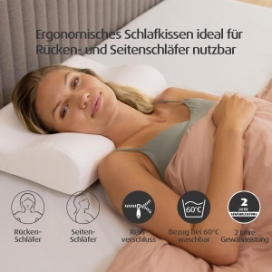 Perna ergonomica TEMPUR ErgoPlus MDV Memory Foam dimensiune L alb - Img 3