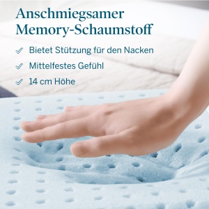 Perna LUCID Gel Memory Foam 40x60 cm - respirabil - efect racoritor - husa lavabila - perna Oeko-Tex, alba - Img 7