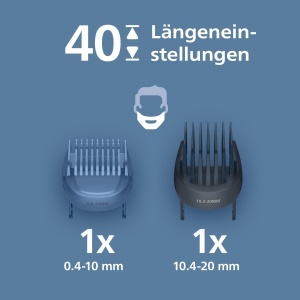 Philips Aparat de tuns barba seria 5000 - Lame metalice cu ascutire automata, 40 de setari de lungime, tehnologie BeardSense, colector de par, 100% rezistent la apa, husa de calatorie, model BT5765/15 - Img 3