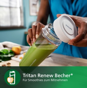 Philips Blender - Eco Conscious Edition, 350 wati, tehnologie ProBlend, cupa Tritan Renew(tm), fara BPA, alb matase mat (HR2500/00) - Img 6