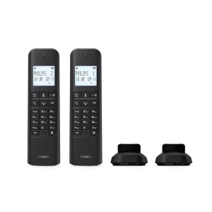 Philips M4702B/12-2 Telefon fara fir DECT de 4,6 cm (11,6"), Afisaj LCD, Iluminare de fundal, Agenda 50 de numere, Difuzor, Butoane programabile, Sunet HQ - Negru (Compatibil: ES, - Img 4