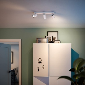 Philips myLiving Kosipo 3 spoturi de tavan 3 x 55 W plafonier elegant cu 3 spoturi flexibile lampa GU10 fara bec alb - Img 3