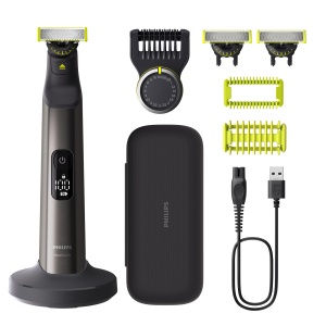 Philips OneBlade Pro 360 Aparat electric de tuns barba, aparat de ras si aparat de intocat corpul, 3x lama 360, 1x pieptene cu 20 de setari de lungime, 1x kit de corp, 1x statie de incarcare, 1x geanta de calatorie, QP6652/35