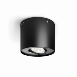 Philips Phase plafoniera/lampa de perete 1 spoturi, reglabila, 6,5 W, 2700 K, lumina alba calda, neagra, IP20, fara orbire si palpaire