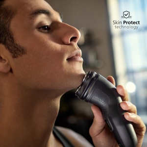 Philips Shaver Series 3000X - Aparat de ras electric umed si uscat pentru barbati in negru, cu tehnologie SkinProtect, aparat de tuns barba pliabil (model X3001/00) - Img 2