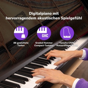 Pian digital Yamaha P-145BT, 88 taste, Bluetooth, negru - Img 5