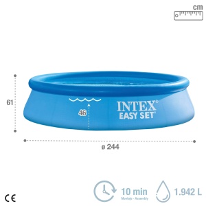 Piscina gonflabila Intex 8FT x 24IN, culoare albastra, material de calitate - Img 3