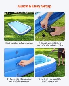 Piscina gonflabila VEVOR 3000x1702x508 mm 1514 litri pentru familie cu kit de reparatii - Img 5