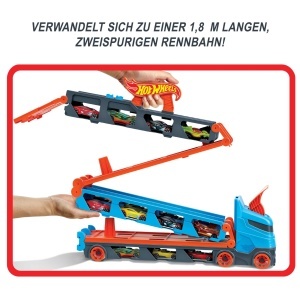 Pista de curse Hot Wheels 2-in-1 cu transportor, 180 cm, include 3 masini, pentru copii 4-8 ani - Img 6