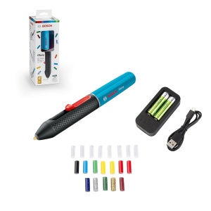 Pistol de lipit Bosch Gluey Lagoon Blue, 20 tuburi adeziv, acumulator