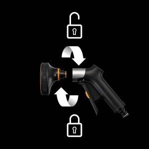 Pistol de stropit Fiskars Multi, 5 functii, FiberCompMetal, NegruPortocaliu - Img 9