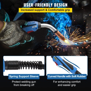 Pistol de sudura VEVOR Mig 46 m Cablu flexibil de inlocuire a tortei 250A Ciclu de lucru 60 pentru sudor electric Utilizare intensiva Sudare Medii ind - Img 4