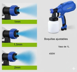 Pistol de vopsit electric Goodyear 450W, 3 duze, 1L capacitate - Img 2