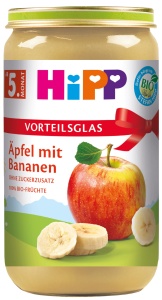 Piure de fructe HiPP cu mere si banane, 100 bio, 6 x 250 g