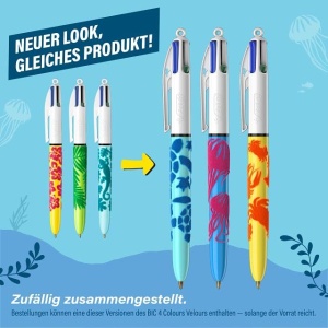 Pix BIC 4 Colours Velours, set 3 bucati, 1 mm, design tropical - Img 3