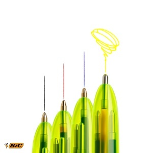 Pix BIC 4 Culori Fluo, 4 nuante, set 12 bucati, ideal pentru birou si scoala - Img 2
