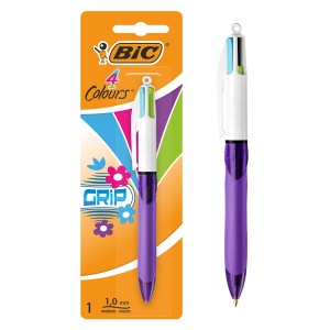 Pix BIC 4 Culori Grip Fun, 0.4 mm, 4 nuante pastelate, design ergonomic