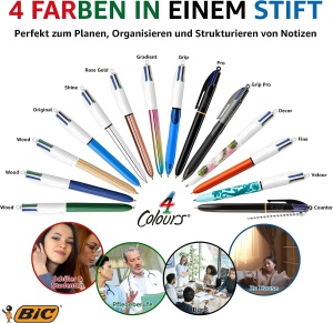 Pix BIC 4 Culori Original, Set 3 Stifte, Culoare Albastra, Neagra, Rosie si Verde - Img 5