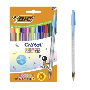 Pix BIC Cristal Multicolour, 20 culori, varf 1,6 mm, design clasic