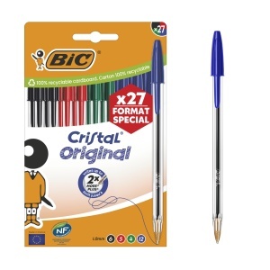 Pix BIC Cristal Original, set 27 bucati, 1.0 mm, diverse culori