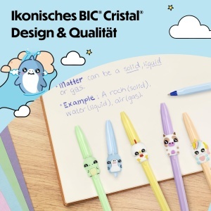Pix BIC Vibbies Cristal, 10 Motive Animale, Strichstarke 0,32 mm, Albastru - Img 3