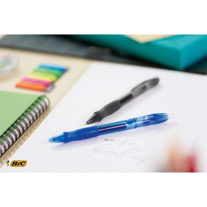Pix Gel BIC Gel-ocity Original, 12 bucati, culoare albastra, refillabil, scriere precisa - Img 3