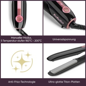 Placa de par BaByliss ST491E, titan, 5 temperaturi (160-200C), ionizare - Img 9