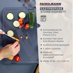 Placa de taiat Fackelmann easyprepare, 36x24 cm, Antiderapanta, AlbGri - Img 2