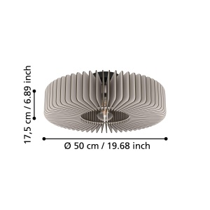 Plafoniera din lemn EGLO Palombaia, design scandinav, gri, 50 cm - Img 6