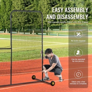 Plasa de protectie VEVOR XH-SH-7X7-L pentru baseball si softball 213x213 cm cu roti si husa - Img 6