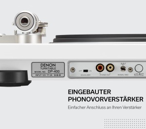 Plattenspieler Denon DP-400, Riemenantrieb, Negru, Integrierat Phono-Preamp - Img 3