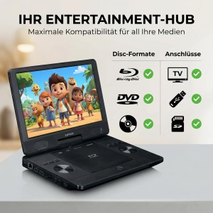 Player DVD portabil Lenco BRP-1150BK, ecran 11.5, acumulator integrat - Img 6