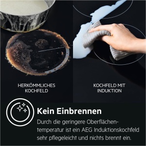 Plita cu inductie AEG autosuficienta 60cm, 4 zone de diferite dimensiuni cu functie de putere 4x pentru gatit rapid, 10 niveluri, fara rame, functionare tactila, blocare pentru copii, montare pe suprafata, IB6420ACB - Img 6
