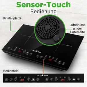 Plita cu inductie NutriChef 2 Placi 1800W Touch Control Timer Siguranta pentru copii - Img 5