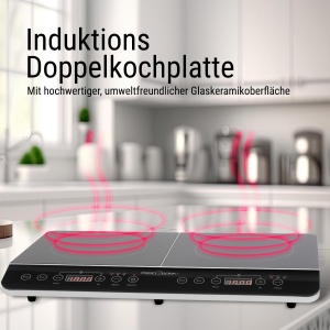 Plita cu inductie ProfiCook(r) cu suprafata vitroceramica | Plita cu inductie 2 placi | Plita fierbinte cu cronometru de 180 de minute si 16 niveluri | Placa de inductie cu aut. Inchidere | 3500 W | PC-DKI 1067 - Img 2
