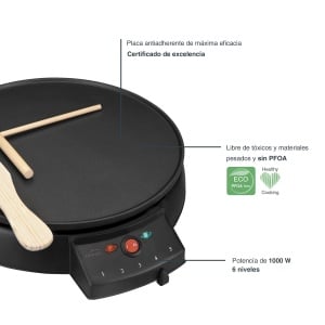 Plita electrica pentru crepes Lacor 69122, 30 cm, 1000 W, alba - Img 3