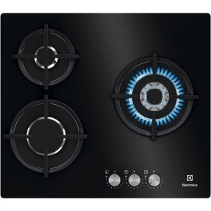 Plita pe gaz Electrolux KGE6633NOK 60 cm, 3 zone, Wok, Negru