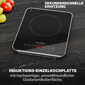 Plita simpla cu inductie ProfiCook(r) | Incalzire rapida prin inductie | ECO-Salvati | Senzor tactil | Plita cu 10 niveluri de putere | Cronometru | Plita cu protectie la supraincalzire | PC-EKI 1062 - Img 3
