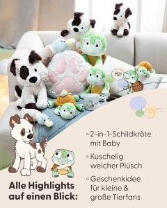 Ploshtel Broasca Testoasa cu Bebe NICI 28cm - Verde, Moale si Iubitor - Img 4