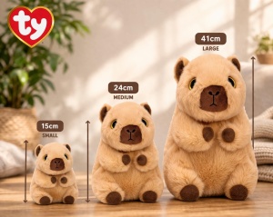 Plus Toy TY Beanie Boos Lara Capibara cu ochi aurii stralucitori, 15 cm - Img 2