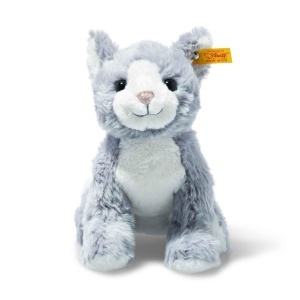 Plush Cat Steiff Cassie Katze 26 cm, Culoare Eisblau, Material Plus Moale - Img 2
