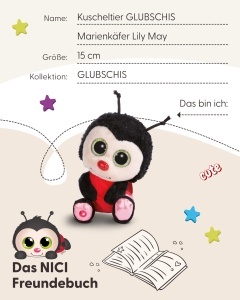 Plush Marienkafer NICI Lily May 15cm - negru, jucarie moale pentru copii si adulti - Img 5