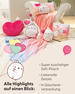 Plush Molang cu Inima 24cm - Jucarie din Plus Alb pentru Copii si Adulti - Img 5