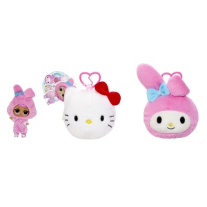 Plush reversibil L.O.L. Surprise Loves Hello Kitty cu 5 surprize si breloc