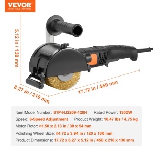 Polizor VEVOR S1P-HJ2209-120H 1300W 6 viteze variabile pentru metal si lemn - Img 7