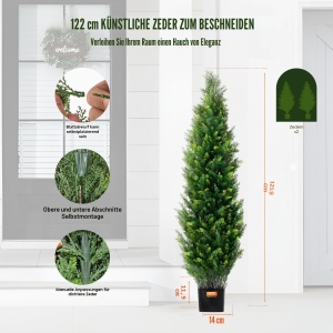 Pom de Zeda Artificial VEVOR SM-BS-120, 121,9 cm, 2 Bucati, Verde - Img 3