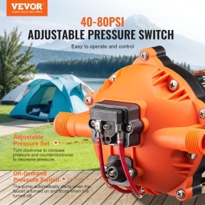Pompa de apa VEVOR 12V, 18,93 Lmin, 5 camere, presiune ajustabila 40-100 PSI - Img 3