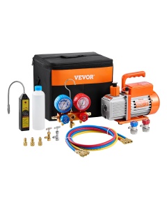 Pompa de Vacuum VEVOR VP145, 4,5 CFM, 1-stup, cu Manometru si Accesorii